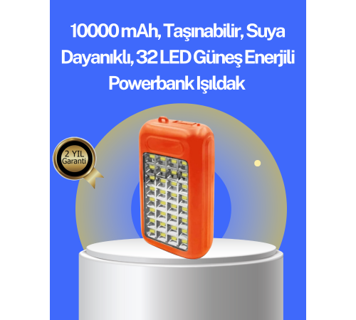 Suya Dayanıklı Güneş Paneli Destekli Powerbank ve Işıldak