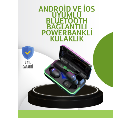 Oyun Modlu E10 Bluetooth Kulaklık Powerbank ve LED Ekranlı
