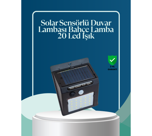 Sensörlü 20 LED Solar Duvar Lambası 3 Metre Algılama Mesafesi