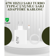 67W Güçlü Şarj Adaptörü ve Turbo Kablo Uzun Ömürlü Dayanıklı Tasarım