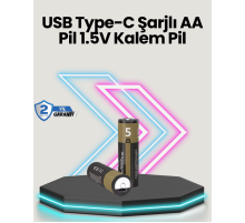 Yüksek Performanslı AA USB Şarjlı Lityum Pil | 1.5V Sabit Güç | 2’li Paket