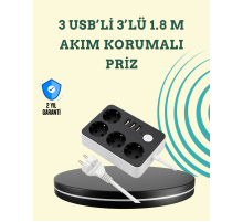 7 Cihazı Aynı Anda Destekleyen 3 USB Portlu 4’lü Priz