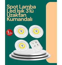 Uzaktan Kumanda İle Kontrol Edilebilen Yapışkanlı 3 Lü Kablosuz Led Spot Lamba