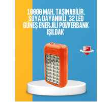 Çift USB Çıkışlı Güneş Enerjili Aydınlatmalı Powerbank
