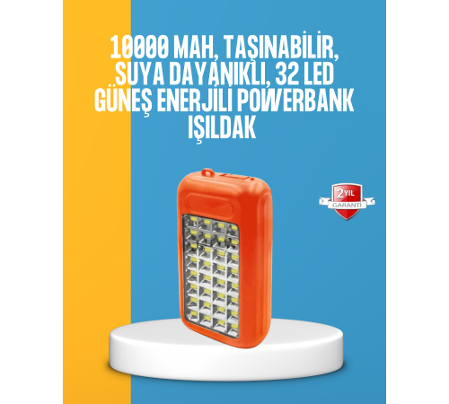 Çift USB Çıkışlı Güneş Enerjili Aydınlatmalı Powerbank