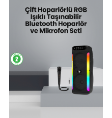 Taşınabilir Şarjlı Hoparlör USB, SD Kart, AUX Girişli