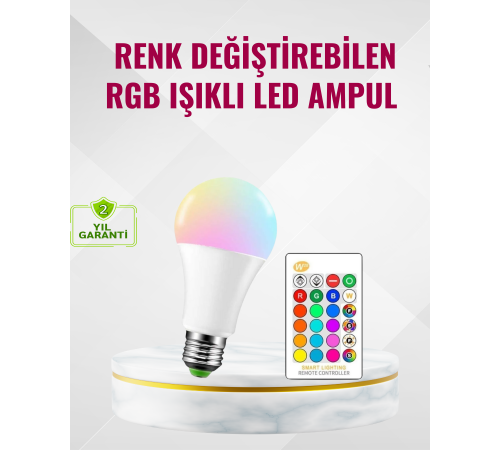 RGB Uzaktan Kumandalı LED Ampul 16 Renk Dekoratif Aydınlatma RGB Uzaktan Kumandalı LED Ampul 16 Renk Dekoratif Aydınlatma