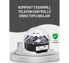 Uzaktan Kumandalı RGB LED Disko Topu Bluetooth Hoparlörlü