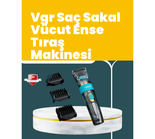 VGR V-695 Saç ve Sakal Kesme Makinesi LED Ekranlı 5 Uzunluk Ayarı