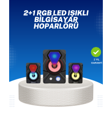 RGB Işıklı USB Hoparlör Seti 9W Çıkış Gücü Derin Bas