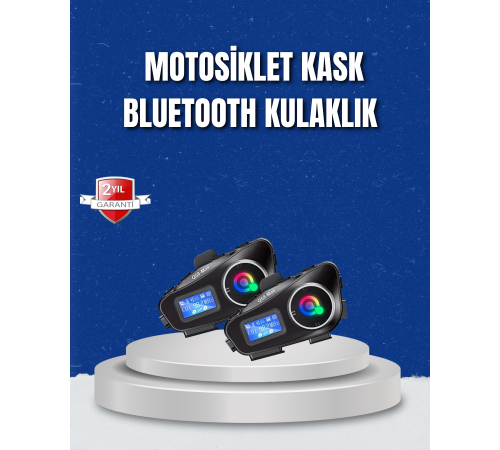 LCD Ekranlı Bluetooth Kask Kulaklığı FM Radyo ve SD Kart Girişli