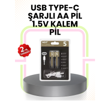 Tekrar Şarj Edilebilir AA USB Type-C Pil | 1000+ Döngü | 1.5V Sabit Voltaj