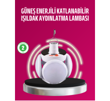 Solar ve USB Şarjlı Su Geçirmez Katlanabilir LED Lamba