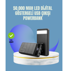 Tüm Cihazlarla Uyumlu 50.000 mAh Powerbank – Yüksek Kapasiteli, LED Gösterge ve Akıllı Koruma Fonksiyonlu