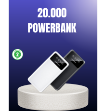 Akıllı LCD Ekranlı 20.000mAh Powerbank PD + USB + Type-C