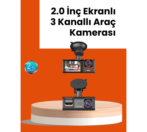 Full HD Araç Kamerası  Çift Yönlü Kayıt ve Darbe Sensörü