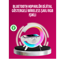 Kablosuz Şarjlı LED Masa Lambası Çalar Saat ve Beyaz Gürültü Özellikli