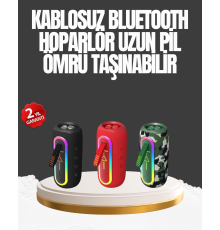 Taşınabilir Şarjlı Bluetooth Hoparlör Güçlü Bas