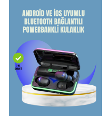Uzun Pil Ömürlü E10 Powerbank Bluetooth Kulaklık LED Gösterge