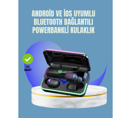Uzun Pil Ömürlü E10 Powerbank Bluetooth Kulaklık LED Gösterge