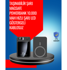 Alüminyum Alaşımlı, 20W PD Hızlı Şarj ve Manyetik Kablosuz Powerbank