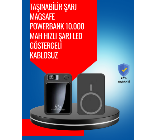 Alüminyum Alaşımlı, 20W PD Hızlı Şarj ve Manyetik Kablosuz Powerbank Alüminyum Alaşımlı, 20W PD Hızlı Şarj ve Manyetik Kablosuz Powerbank