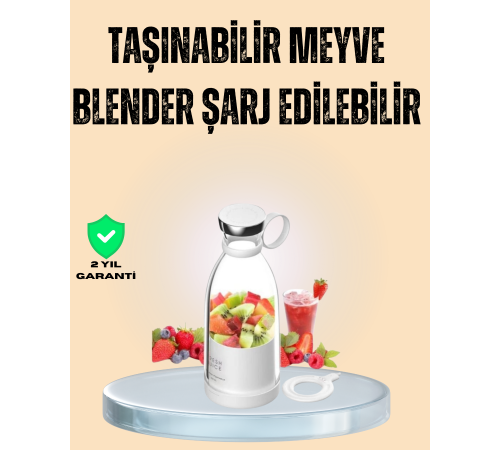 1200mAh Şarjlı, Hafif ve Pratik Taşınabilir Blender