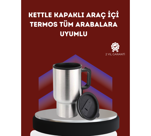 12V Çakmak Girişli Araç İçi Isıtıcı Paslanmaz Çelik Bardak