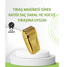 Çift Başlık ve Favori Şekillendirme Özellikli Altın Renk Tıraş Makinesi