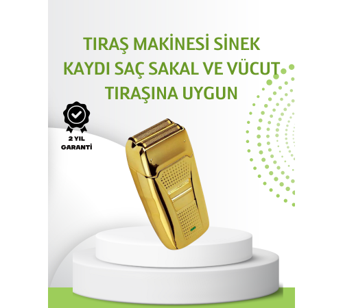 Çift Başlık ve Favori Şekillendirme Özellikli Altın Renk Tıraş Makinesi