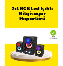 2.1 USB Bağlantılı Oyun Hoparlörü Renkli LED Işıklı