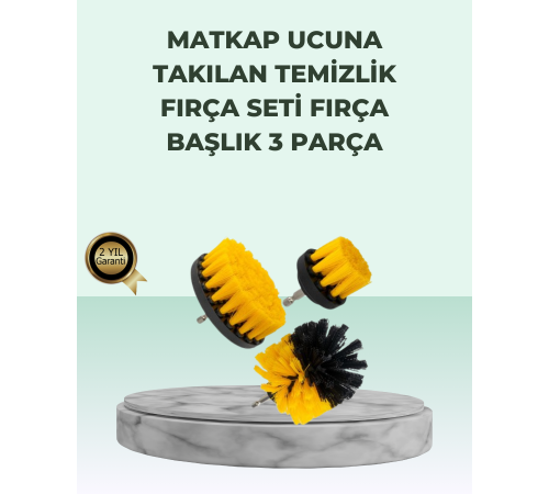 Matkap Uyumlu Temizlik Fırçası Seti 3’lü Çok Amaçlı