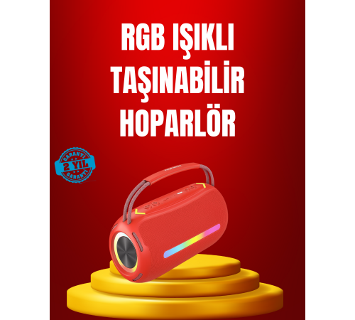 Suya Dayanıklı 20W RGB Hoparlör Bluetooth, USB, SD Kart ve AUX Girişli