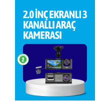 3 Kameralı Araç İçi Kayıt Cihazı  Suya ve Toza Dayanıklı Tasarım