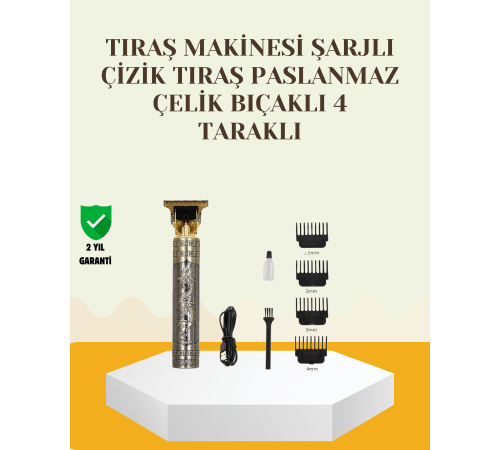 Şarjlı Titanyum Bıçaklı Saç ve Sakal Kesme Makinesi