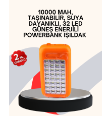 Güneş Paneli ile Şarj Olan 32 LED’li Powerbank Cihazı