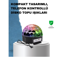 Taşınabilir RGB Disko Topu Bluetooth ve Uzaktan Kumanda Özellikli