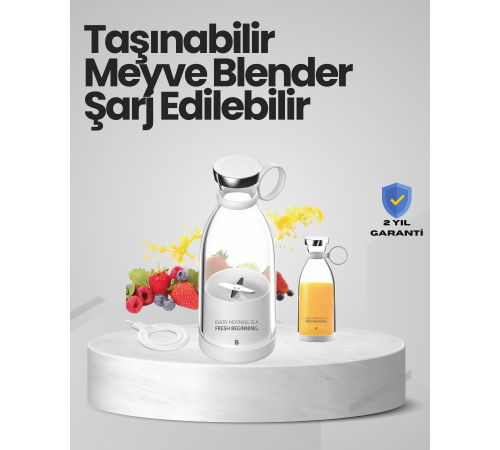 Pembe ve Beyaz Renk Seçenekli Mini Boy Meyve Sıkıcı