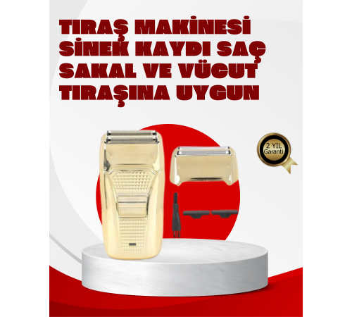 Erkek Saç Sakal Tıraş Makinesi Kablolu Altın Renk Dayanıklı