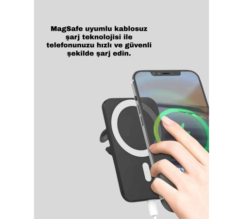 360° Döner Başlıklı MagSafe Araç Telefon Tutucu Hızlı Şarjlı 360° Döner Başlıklı MagSafe Araç Telefon Tutucu Hızlı Şarjlı