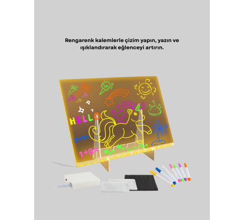 Çocuklar ve Yetişkinler İçin USB LED Işıklı Çizim Panosu