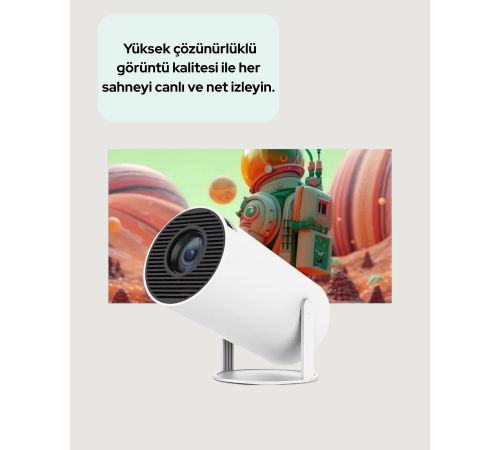 4K Uyumlu 130 İnç Full HD Projeksiyon Cihazı ve Kablosuz Aktarım Özelliği