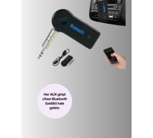 Araç İçi Bluetooth AUX Müzik ve Telefon Görüşmesi Adaptörü