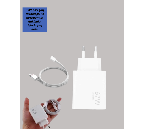 Güvenli ve Hızlı Şarj İçin 67W Turbo Adaptör Type-C Kablo ile