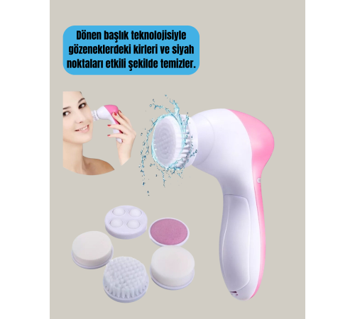 Derin Temizleme ve Masaj İçin 5 Başlıklı Yüz Cilt Bakım Aleti