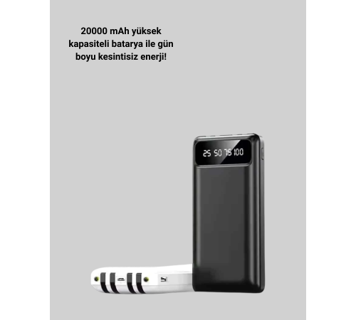 Akıllı LCD Ekranlı 20.000mAh Powerbank PD + USB + Type-C Akıllı LCD Ekranlı 20.000mAh Powerbank PD + USB + Type-C