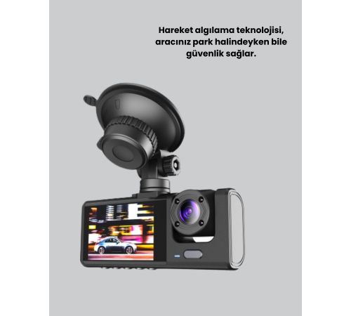 Full HD Araç Kamerası  Çift Yönlü Kayıt ve Darbe Sensörü