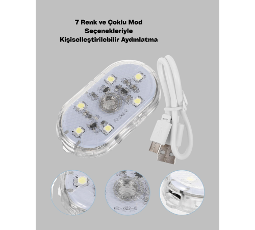 USB Şarjlı Kablosuz Manyetik Montajlı Mini LED Işık