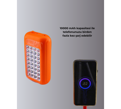 Güneş Paneli ile Şarj Olan 32 LED’li Powerbank Cihazı