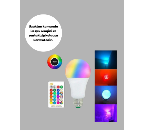 RGB Uzaktan Kumandalı LED Ampul 16 Renk A Kalite 2025 Model Orijinal